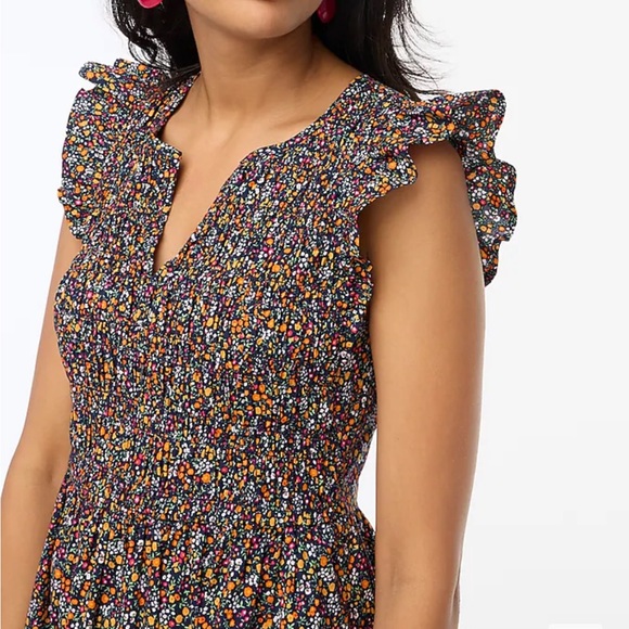 Navy with flower print midi dress - Picture 4 of 5